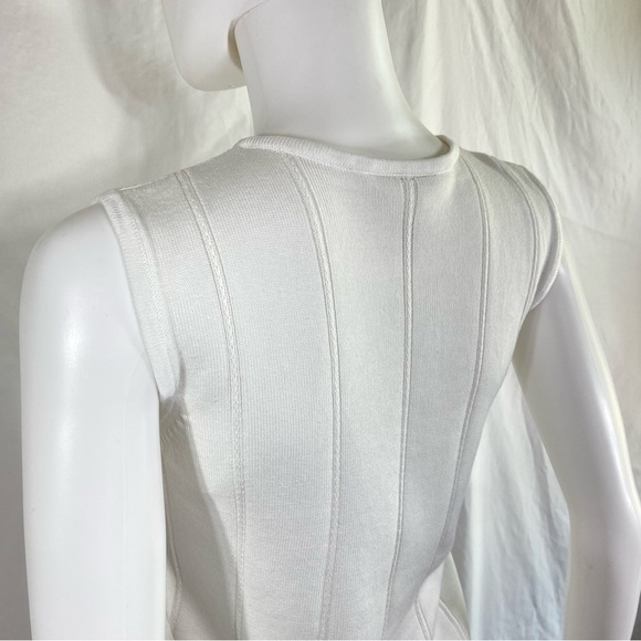 Talbots Sleeveless White  Ribbed Tank Sweater - Picture 3 of 6